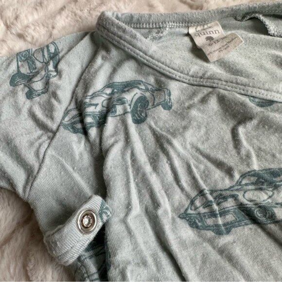 Kate Quinn | "Blue Cars" Bamboo short sleeve Kimono bodysuit | Size 6-12 Month - Picture 8 of 11